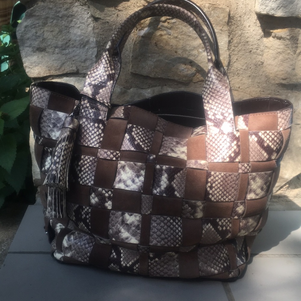 Michael Kors Snakeskin/Suede “Vivian” Tote